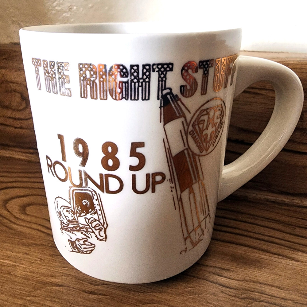 Boy Scouts Mug Cup BSA Diamond Jubilee 75 Years 1985 Round Up Outer Space 3 3/4"